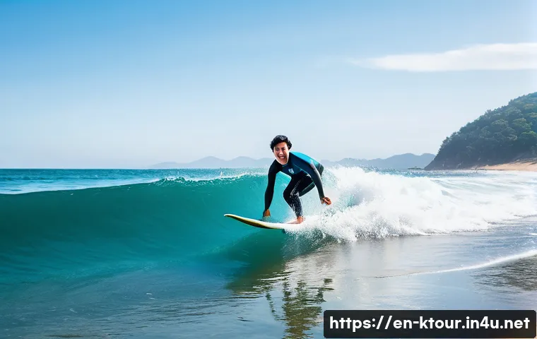 부산 송정 해수욕장 - **Image Prompt: Joyful Morning Surfing at Songjeong**
"A vibrant and sunny morning scene at Song...